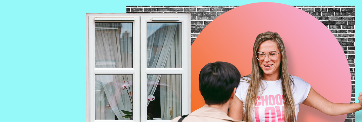 People Talking Outside A Home