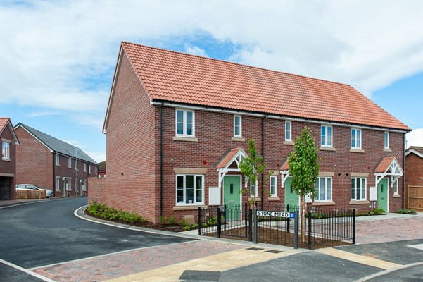 A terrace of three of the new homes we've built at Quarry Road