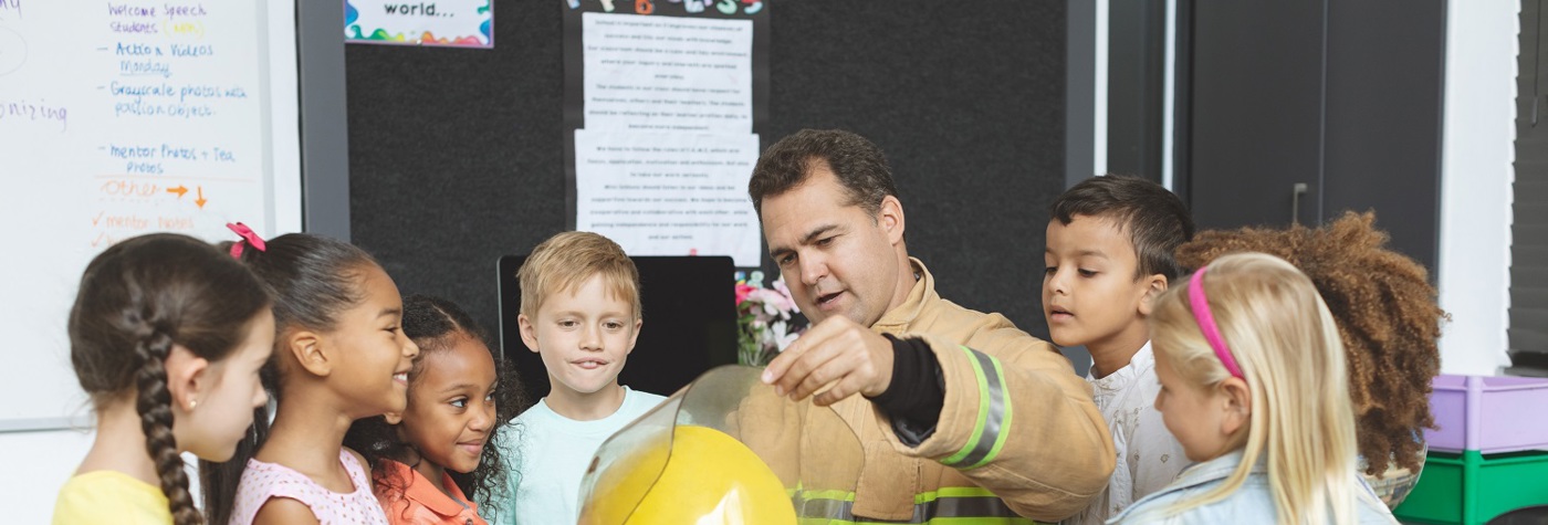 Firefighter Teaching Children