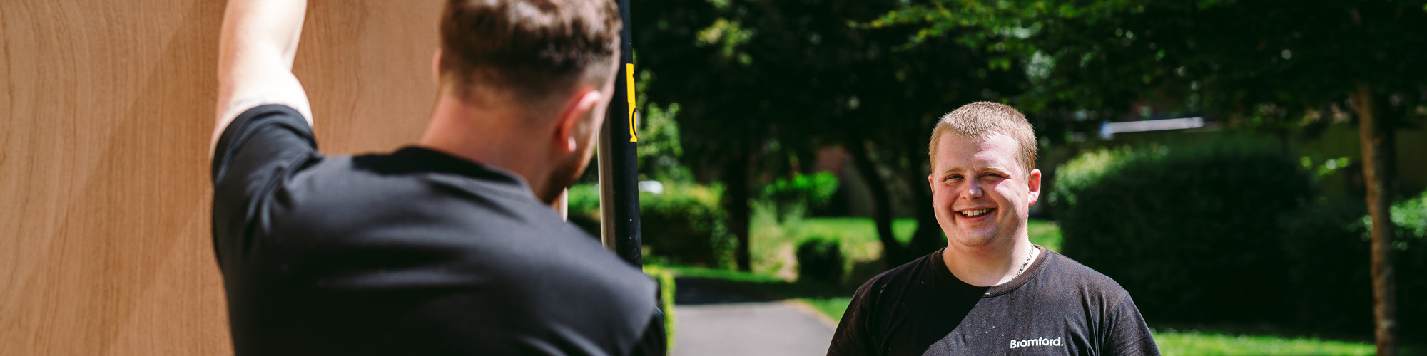 Two people talking 