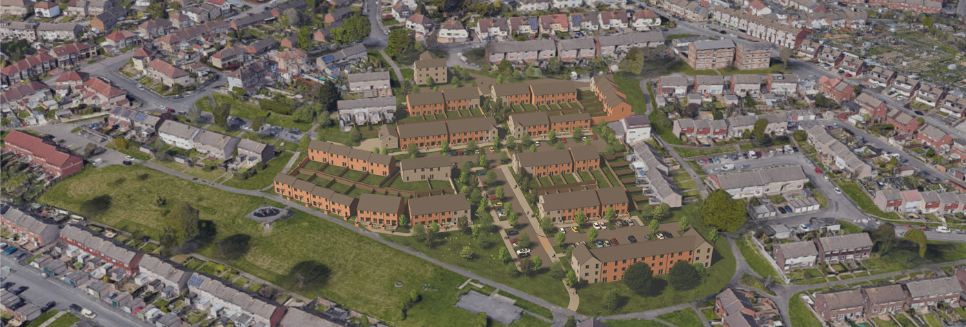 drone photo of a development
