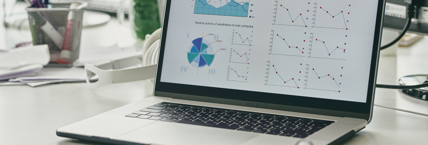 Graphs And Diagram On Display Of Laptop